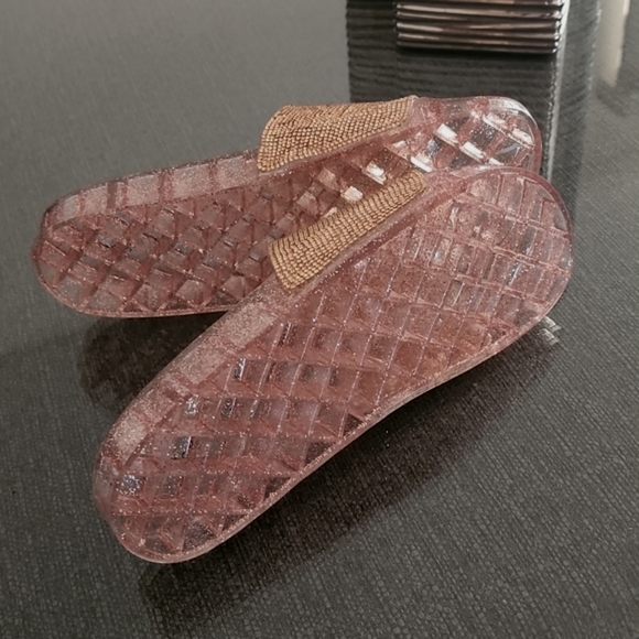 Madden Girl Jello Blush Bronze Glitter Stones Bling Jelly Slides Sandals 7 9 - Picture 9 of 16